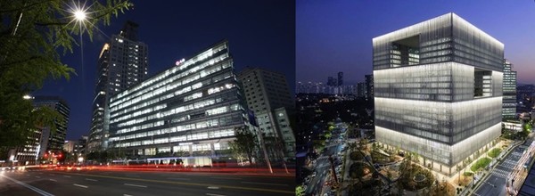 ▲ LG생활건강(좌) 아모레퍼시픽(우) 사옥 전경 (사진제공=LG생활건강, 아모레퍼시픽)