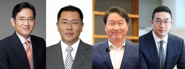 국내 4대 그룹이 대미 투자를 검토 중이다. (왼쪽부터) 이재용 삼성전자 부회장, 정의선 현대차그룹 회장, 최태원 SK그룹 회장, 구광모 LG그룹 회장