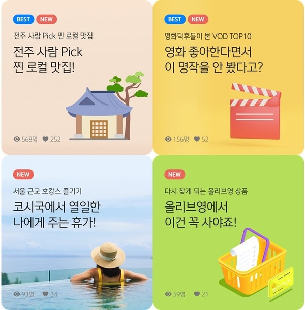 LG유플러스, 신한은행, CJ올리브네트웍스 3사는 디키타카 서비스를 만들면서 ‘데이터 토픽’ 서비스에 중점을 두고 우선적으로 50개를 제작했다. 