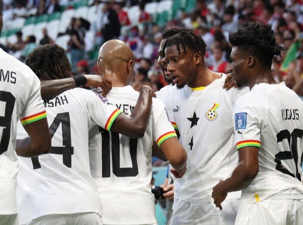  28일(현지시간) 카타르 알라이얀 에듀케이션 시티 스타디움에서 열린 2022 카타르 월드컵 H조 2차전 대한민국과 가나의 경기, 모하메드 살리수가 득점 한 뒤 세리머니를 하고 있다. [사진=뉴시스]