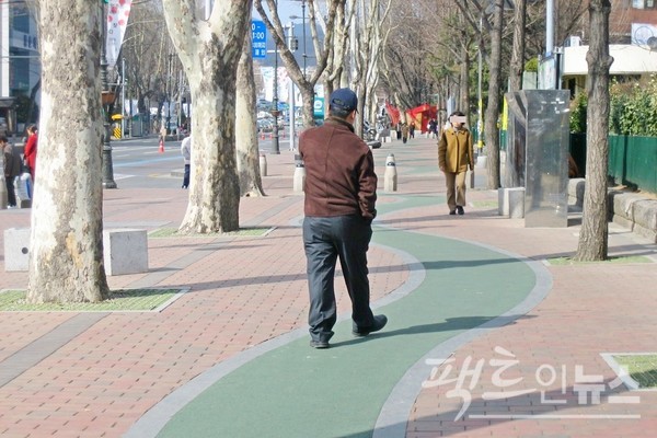 국내 폐타이어 활용도가 상대적으로 낮다. (위부터)주차 금지용으로 사용하거나, 서울 송파구 석촌호수 둘레길(2.5㎞) 전부와 종로구 대학로 인도 일부에 폐타이어 분말을 도포하거나. [사진=정수남 기자]