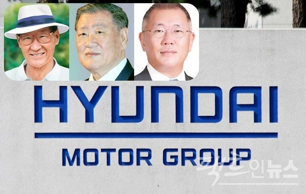 정의선 현대자동차그룹 회장이 창업주인 조부 고 정주영 현대그릅 명예회장, 부친 정몽구 명예회장을 모두 극복하고 회사의 전성기를 이끌고 있다. [사진=정수남 기자, 현대차]