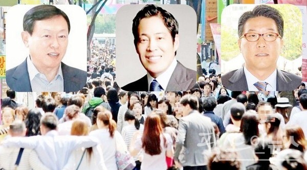 (왼쪽부터)신동빈 회장의 롯데백화점, 정용진 부회장의 신세계백화점, 정지선 회장의 현대백화점이 올해 1분기 실적이 주춤했다. [사진=정수남 기자, 각사]