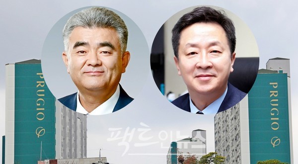 대우건설의 (왼쪽부터)정원주 회장과 백정완 사장이 공동 경영 1년차인 지난해 찰떡 호흡을 과시했다. [사진=팩트인뉴스, 대우건설]