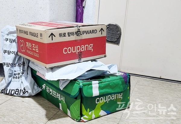 강한승 대표와 박대준 대표가 회사 출범 14년 만인 지난해 매출 30조원을 견인했다. 고객이 쿠팡에서 신선식품과 공산품 등을 구매했다. [사진=팩트인뉴스]