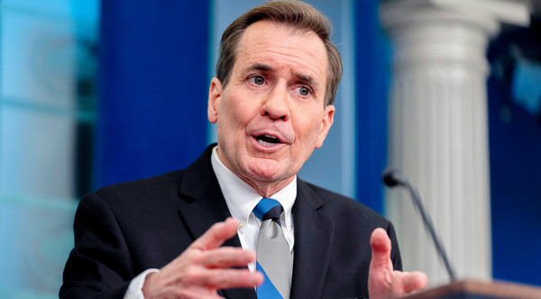 러시아가 지난달에만 막대한 규모의 정제유를 북한에 넘겨 안전보장이사회 제재를 위반했다고 미국 정부가 밝혔다. 존 커비 미 국가안보 소통보좌관이 취재진 질문에 답하고 있다. [사진=뉴시스]