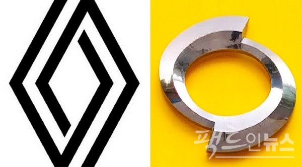 르노코리아가 (오른쪽부터)기존 엠블럼을 버리고 르노 엠블럽을 사용한다.  [사진=팩트인뉴스, 뉴시스]