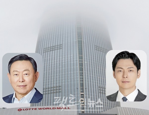 (왼쪽부터)신동빈 롯데 회장이 장남 유열 씨를 롯데케미칼 상무로 발탁하는 등 3세 경영 승계에 착수했다. 서울 잠실 제2 롯데월드타워. [사진=팩트인뉴스, 롯데]