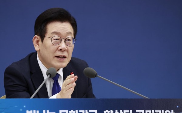 이재명 대통령이 16일 세종시 정부세종컨벤션센터에서 열린 문화체육관광부(국가유산청)·국민권익위원회 업무보고에서 발언하고 있다. [사진=뉴시스]